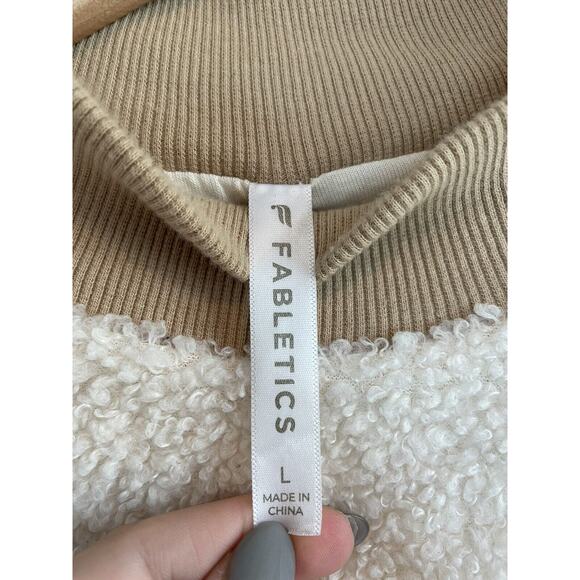 Fabletics Womens Malia Polar Sherpa Fleece Pullover Size Large Ivory Dolman Mock - Picture 5 of 5